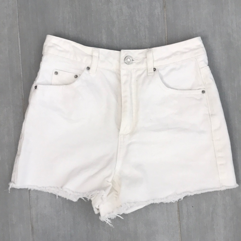 TopShop MOM white jean shorts
